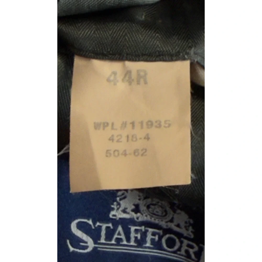 Stafford Mens 44R‎ Wool Pinstripe Blazer Charcoal Gray Two Button Suit Jacket